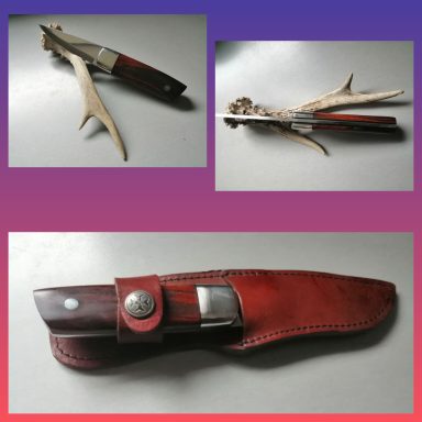 Couteau outdoor, mitre en inox et manche en cocobollo